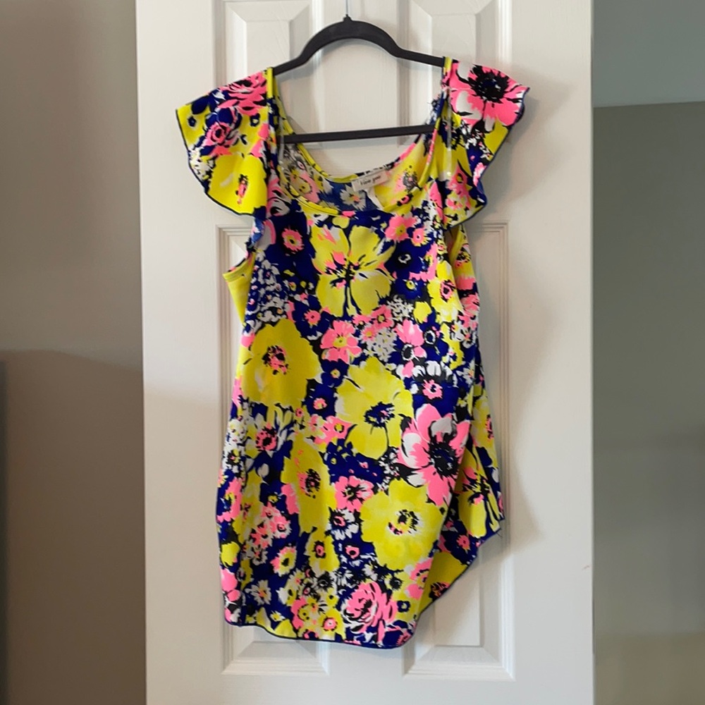 Viva You yellow & pink floral XLarge top